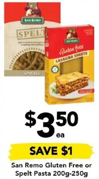 Drakes San Remo Gluten Free or Spelt Pasta 200g-250g offer