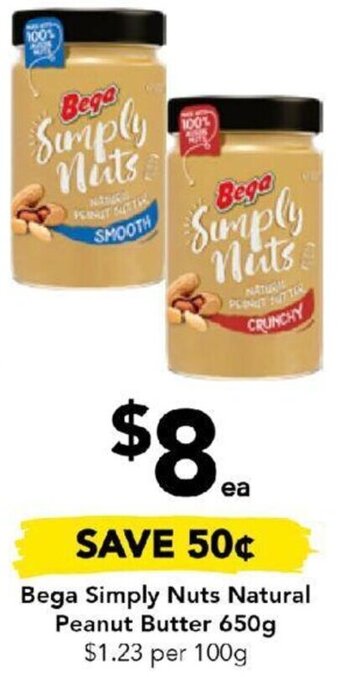 Bega Simply Nuts Natural Peanut Butter 650g