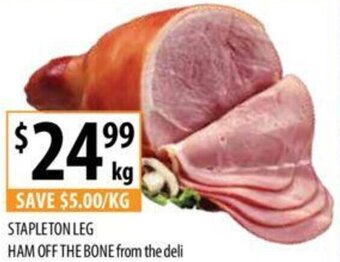 Supabarn STAPLETON LEG HAM OFF THE BONE from the deli offer