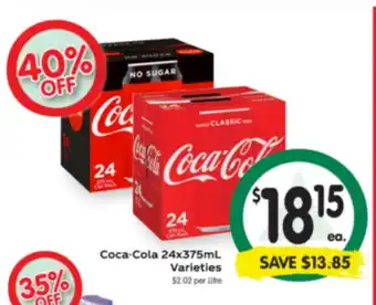 Spar Coca-Cola 24x375ml Varieties offer
