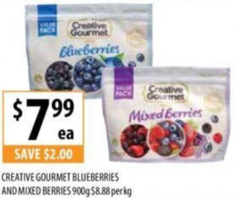 Supabarn CREATIVE GOURMET BLUEBERRIES AND MIXED BERRIES 900g offer