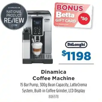 Betta DeLonghi Dinamica Coffee Machine 300g offer
