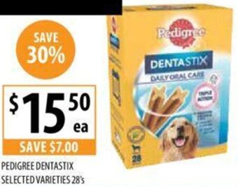Supabarn PEDIGREE DENTASTIX SELECTED VARIETIES 28's offer