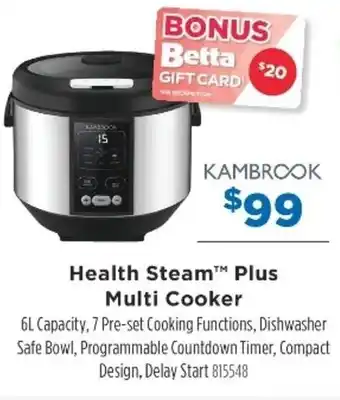 Betta Kambrook Health Steam Plus Multi Cooker 6L offer