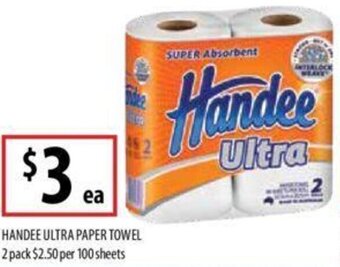 Supabarn HANDEE ULTRA PAPER TOWEL 2 pack offer