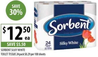 Supabarn SORBENT SILKY WHITE TOILET TISSUE 24 pack offer