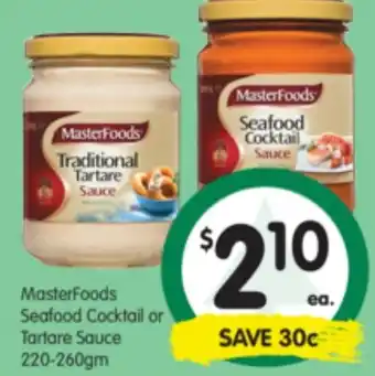 Spar MasterFoods Seafood Cocktail or Tartare Sauce 220-260gm offer