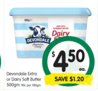 Spar Devondale Extra or Dairy Soft Butter 200gm offer