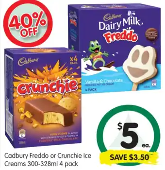 Spar Cadbury Freddo or Crunchie Ice Creams 300-328ml offer