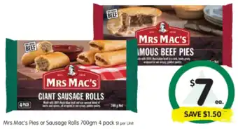 Mrs Mac's Pies or Sausage Rolls 700gm
