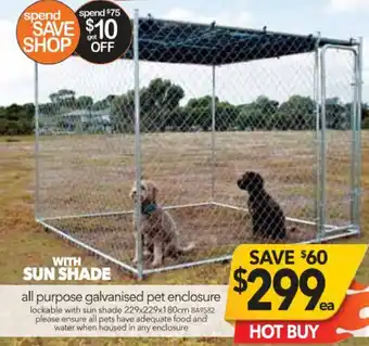 Cheap as Chips All Purpose Galvanized Pet Enclosure with Sun Shade offer