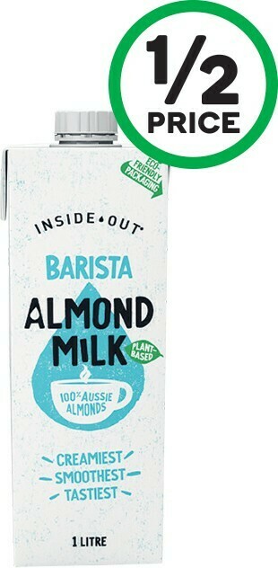 Woolworths Inside Out Barista Almond or Milkish Oat or Almond Long Life Milk 1 Litre offer