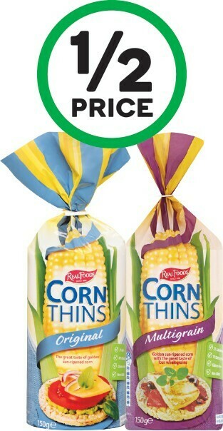 Woolworths Real Foods Corn Thins 125-150g offer