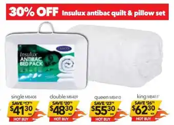 Cheap as Chips Insulux Antibac Quilt & Pillow Set - Single offer