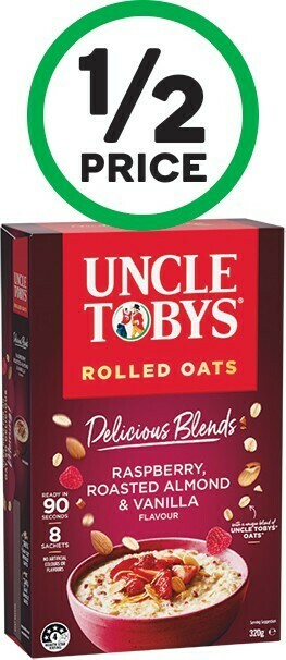 Woolworths Uncle Tobys Oats Delicious Blends 320g Pk 8 offer