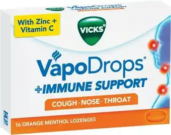 Woolworths Vicks Vapo Drops Immune Support Orange Pk 16† offer