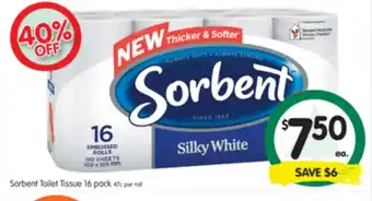 Sorbent Toilet Tissue 16 pack