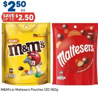Foodland M&M's or Maltesers Pouches 120-160g offer