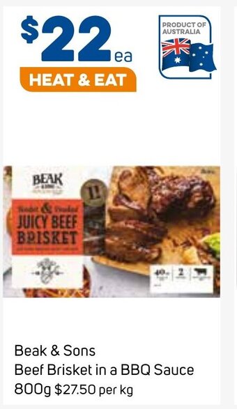Foodland Beak & Sons Beef Brisket in a BBQ Sauce 800g offer