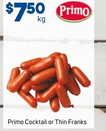 Foodland Primo Cocktail or Thin Franks offer