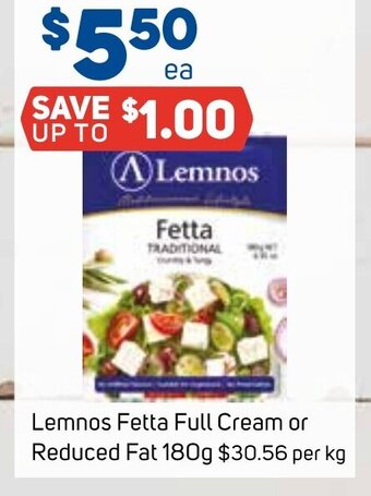 Foodland Lemnos Fetta Full Cream or Reduced Fat 180g offer