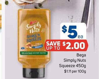 Foodland Bega Simply Nuts Squeeze 450g offer