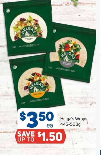 Foodland Helga's Wraps 445-508g offer