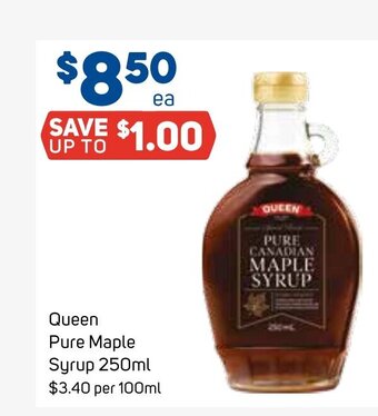 Foodland Queen Pure Maple Syrup 250ml offer