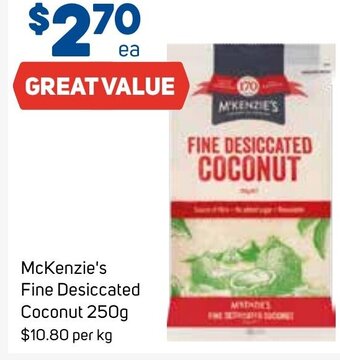 McKenzie's Fine Desiccated Coconut 250g