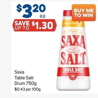 Saxa Table Salt Drum 750g