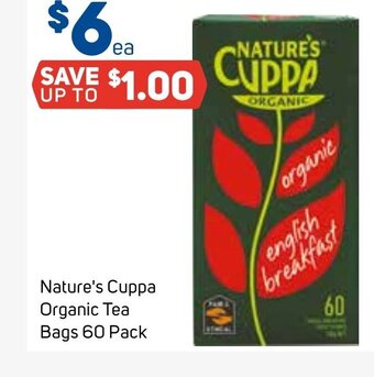 Foodland Nature's Cuppa Organic Tea Bags 60 Pack offer
