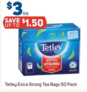 Foodland Tetley Extra Strong Tea Bags 50 Pack offer