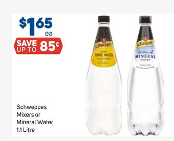 Foodland Schweppes Mixers or Mineral Water 1.1 Litre offer