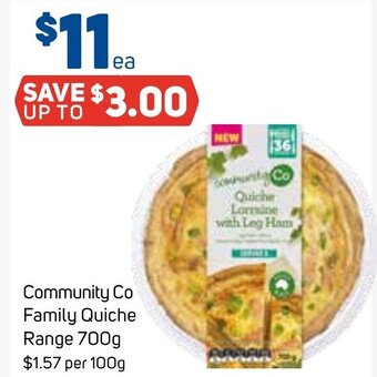 Foodland Community Co Family Quiche Range 700g offer