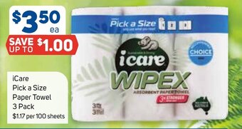 Foodland iCare Pick a Size Paper Towel 3 Pack offer