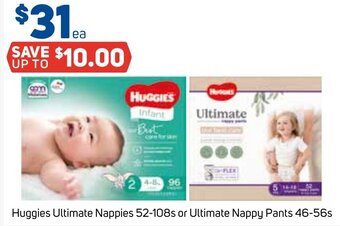Foodland Huggies Ultimate Nappies 52-108s or Ultimate Nappy Pants 46-56s offer