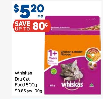 Foodland Whiskas Dry Cat Food 800g offer