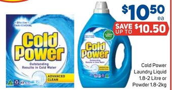 Foodland Cold Power Laundry Liquid 1.8-2 Litre or Powder 1.8-2kg offer