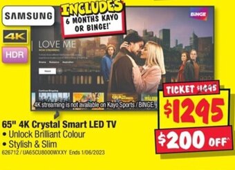 JB Hi-Fi SAMSUNG 65" 4K Crystal Smart LED TV offer