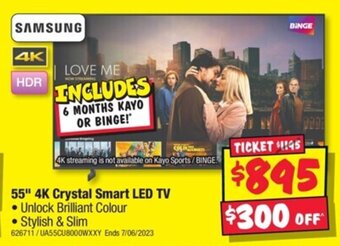 JB Hi-Fi SAMSUNG 55" 4K Crystal Smart LED TV offer
