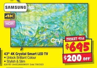 JB Hi-Fi SAMSUNG 43" 4K Crystal Smart LED TV offer
