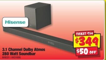 JB Hi-Fi 3.1 Channel Dolby Atmos 280 Watt Soundbar offer