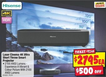 JB Hi-Fi Laser Cinema 4K Ultra Short Throw Smart Projector offer