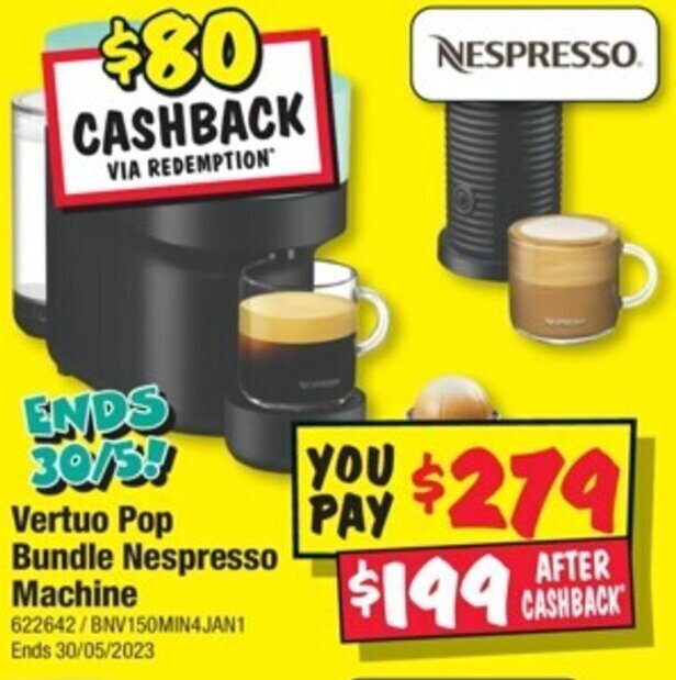 NESPRESSO Vertuo Pop Bundle Nespresso Machine offer at JB HiFi
