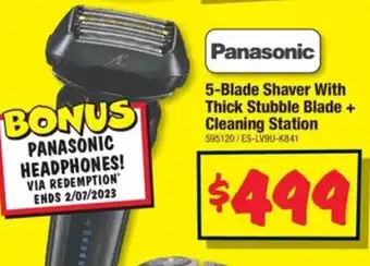 JB Hi-Fi Panasonic 5-Blade Shaver With Thick Stubble Blade + Cleaning Station offer