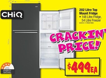 JB Hi-Fi CHIQ 202 Litre Top Mount Fridge offer