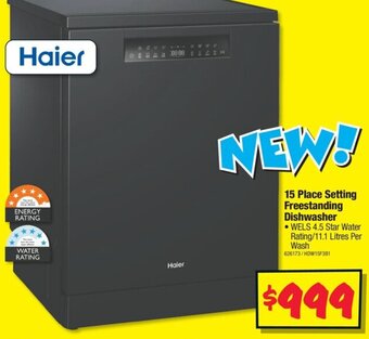 JB Hi-Fi Haier 15 Place Setting Freestanding Dishwasher offer