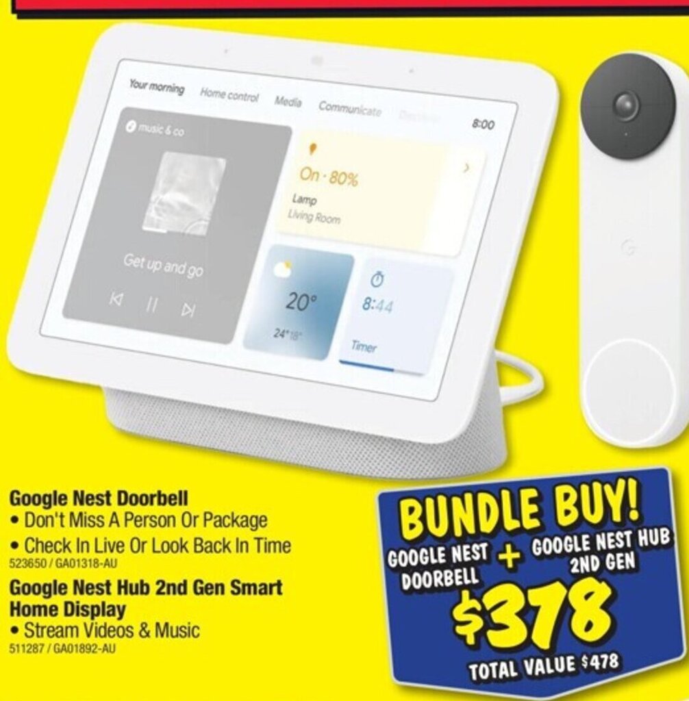 Google Nest Doorbell Google Nest Hub 2nd Gen Smart Home Display offer