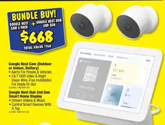 JB Hi-Fi Google Nest Cam (Outdoor or Indoor, Battery) Google Nest Hub 2nd Gen Smart Home Display offer