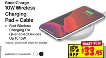 JB Hi-Fi BoostCharge 10W Wireless Charging Pad + Cable offer